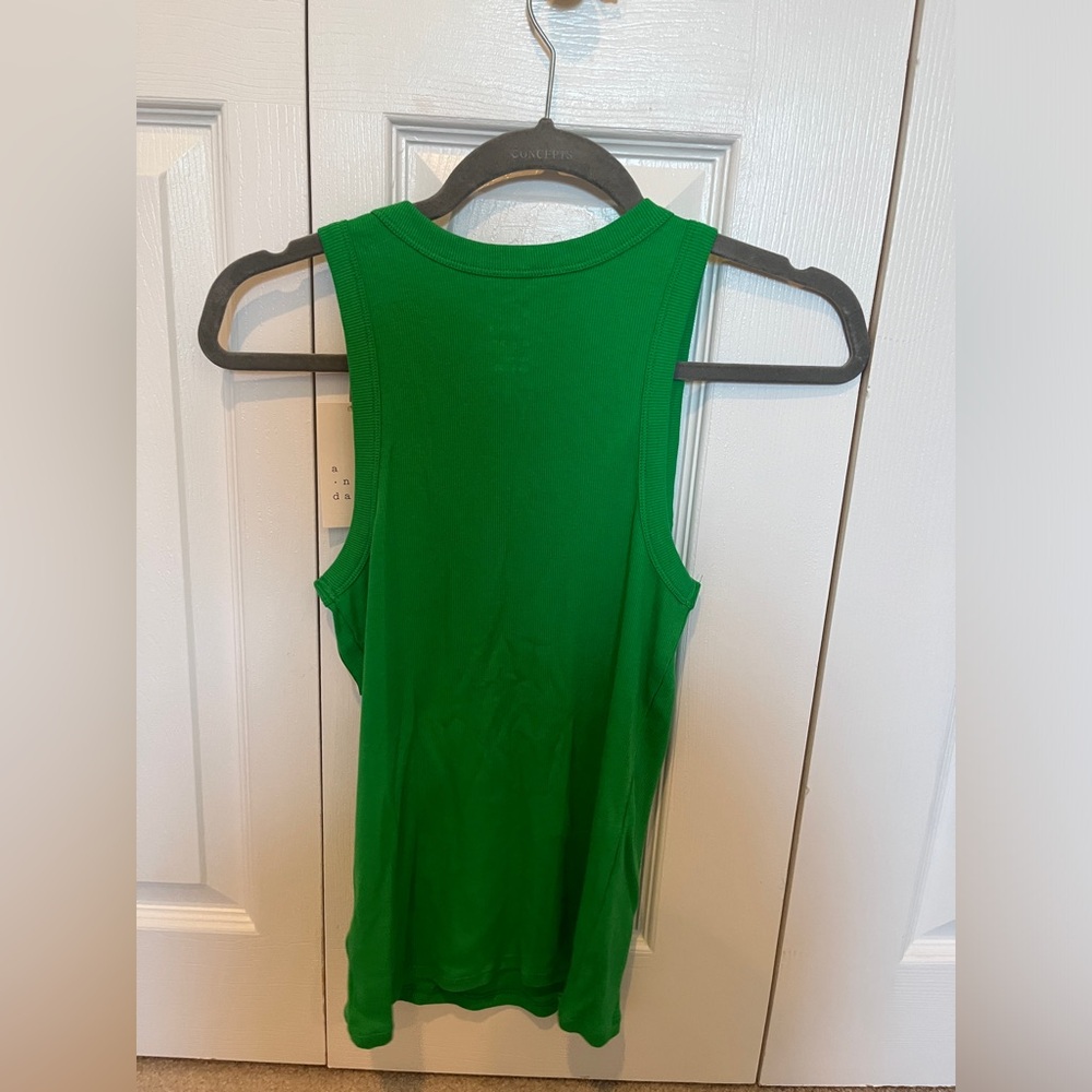 Green Ribbed Women’s Tank Top - Picture 2 of 3